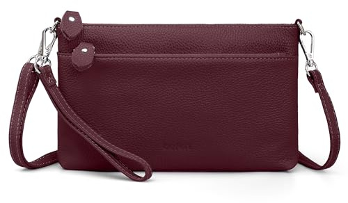 befen Echtleder Handtasche Klein Damen Clutch RFID-Blockierung | Umhängetasche Damen Leder Crossbody Bag mit Handgelenkband & Verstellbar Schultergurt