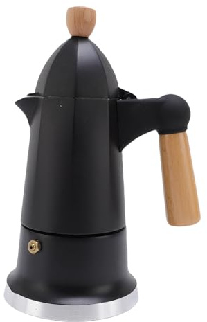 Oreilet Espressokanne für 3 Tassen, Einzelventil, Klassischer Perkolator, Moka-Kanne, Perkolator, Espressomaschine für den Herd, Italienische Kaffeemaschine für Camping oder Zuhause (BLACK)