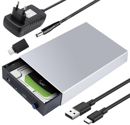Case SSD HDD Hard Disk Esterno USB 3.1 da SATA 3.5/2.5 - Docking Station fino a 24TB, 5 Gbps - Compatibile con Windows/Mac/Vista - Include Alimentatore 12V/2A, Cavo USB 3.0 e Adattatore Type-C