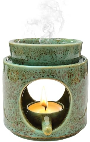 Duftlampe Teelicht, Duftlampe für Ätherische Öle, Candle Warmer Lamp, Keramik Aromalampe, Kerzenwärmer Lampe, Raumduft Diffuser, Stövchen für ätherische Öle, Duftöl und Duftwachs