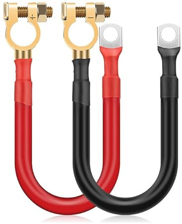 Umllpet 2 cavi inverter per batteria, 4 AWG, 30 cm, in rame puro, con morsetti per batteria, rosso e nero, cavo batteria da 12 V-24 V, per auto, camion, moto, camper, solare, marine, inverter