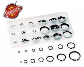 GrecoShop Set di 225 Anelli Elastici Seeger a Montaggio Assiale per Alberi