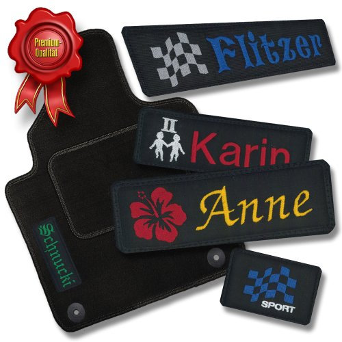 Bär-AfC Auto Fußmatten Classic passend für Opel Astra Typ J 2009-2015, Autoteppiche Nadelvlies Schwarz, Rand Kettelung Schwarz, Stick nach Wahl, Set 4-teilig, OP02735