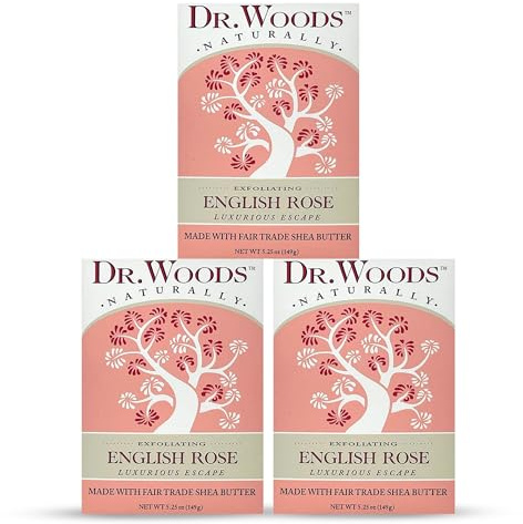 Dr. Woods English Rose Bar Soap with Organic Shea - 5.25 Oz, Pack of 3