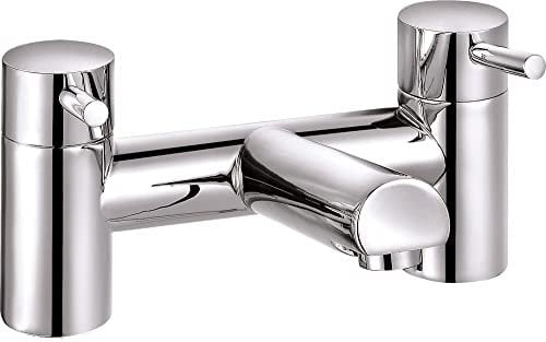 VeeBath Dixon Round Bath Filler Taps, Bathroom Waterfall Bath Filler Mixer Tap Double Lever Tub Tap- Chrome