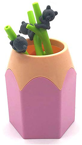 Pot à stylos ou pinceaux de maquillage en forme de crayon Organisateur de bureau rose