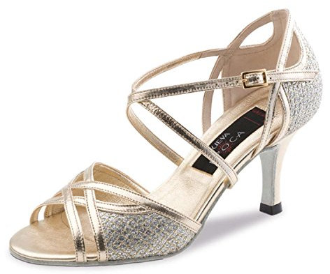 Nueva Epoca Donna Scarpe Da Ballo Rosa - Broccato Oro - Larghezza Normale - 6 cm Tacco Stiletto - Made in Italy, gold, 32 2/3 EU