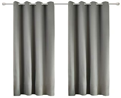 WOLTU Gardinen mit Ösen Vorhänge Leicht 140x175cm Dunkelgrau | 2er Set, 130g/m² Gardine Leicht & Weich für Wohnzimmer Kinderzimmer 175cm Lang