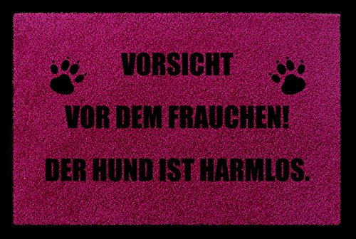 Interluxe TÜRMATTE Schmutzmatte Vorsicht VOR DEM Frauchen Fußmatte Tierisch Fuchsia