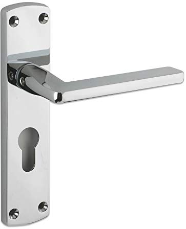 Zoo Hardware ZCZ011EPCP - Leon Lever On Euro Profile Backplate - Polished Chrome Finish