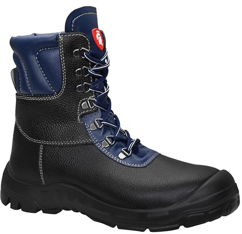JORI Sicherheitsschuhe Scott S3 ÜK, Damen und Herren, Leder, Stahlkappe, leicht, robust 43, Schwarz-Blau