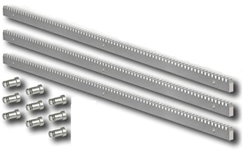 Crémaillère 3 m Acier galvanisé 30 x 12 avec entretoises et vis Pour moteur de porte ou portail coulissant Standard Compatible avec tous les marque de moteur