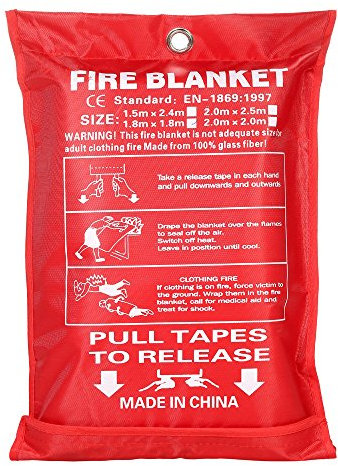 BE-TOOL Couverture anti-feu à libération rapide avec boucles, facile à installer et rapide à déployer en cas d'urgence, idéale pour la cuisine, la maison ou le bureau, blanc