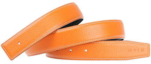 H Gürtel aus vollnarbigem Rindsleder Ersatz Gürtelriemen ohne Schnalle 32mm Breit Orange