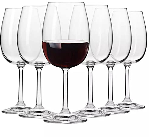 Krosno Rotweingläser | 6er-Set | 350 ml | Weingläser | Ideal für Zuhause, Restaurants und Partys | Spülmaschinenfest | Bleifreies Kristallglas
