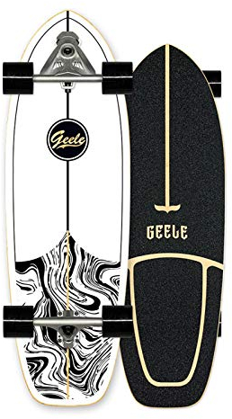 WRISCG Surfskate Carver Skateboard Carving Pumpping (flexiblere Federstrukturbrücke), 78×24cm Ahornholz Komplettboard Skateboard, ABEC-11 Kugellagern, für Surfskate Fortgeschrittener Spieler,D