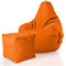 Green Bean 2er Set Sitzsack + Hocker - fertig befüllt - robust waschbar schmutzabweisend - Kinder & Erwachsene Bean Bag Bodenkissen Lounge Sitzhocker Relax-Sessel Gamer Gamingstuhl Pouf - Orange