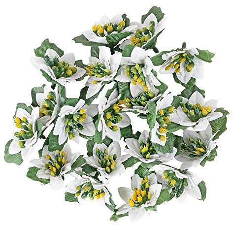 Ideen mit Herz Deko-Blüten | Kunstblumen | Blüten-Köpfe | Verschiedene Sorten | ca. Ø 4-5 cm (Weihnachtsstern 2 - weiß - 20 Stück)