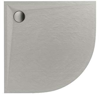 Sellon24® Duschtasse Duschwanne Grau Quadrat Rechteck Viertelkreis Stein-Effekt Cement Stone (80x80x3cm R55)