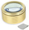 Loupe de Lecture à Poser - Lumière 5 LEDs - Loupe Binoculaire Grossissement Zoom x 5 - Verre Optique - Ø 9 cm - Doré