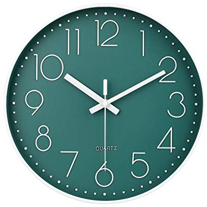 jomparis Wanduhr, batteriebetrieben, leise und Nicht tickende Wanduhr, leicht abzulesen, 30,5 cm, Pfau