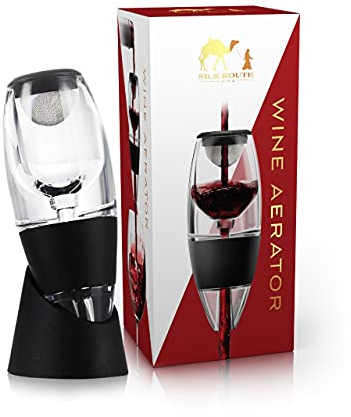 Silk Route Home Premium Wine Aerator – Fast Aeration Decanter with Fine Mesh Purifying Filter