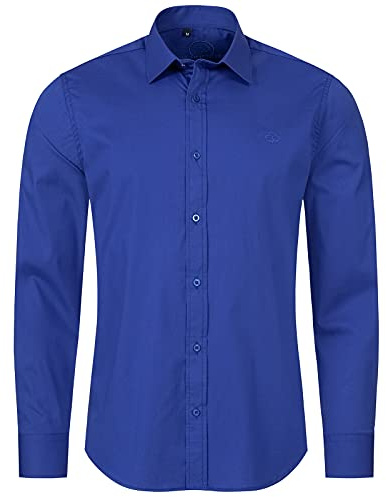 Indumentum Herren Hemd Businesshemd Hemden Langarm Business Hemd Regular Fit Herrenhemd Basic Bügelfrei Männer Hemd Shirt Elegant H-272 Royalblau 3XL