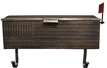 Oakland Living AZ620-ANTIQUE-BRONZE Antik-Bronze Patriotische Metallflagge und Zeitungsaufhänger Wandhalterung Briefkasten