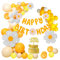 129 Stück Gänseblümchen Ballon Bogen Girlande Kit Gänseblümchen Party Dekorationen Weiß Gelb Orange Boho Ballon Girlande Gänseblümchen Blume Happy Birthday Banner für Gänseblümchen Thema Hochzeit