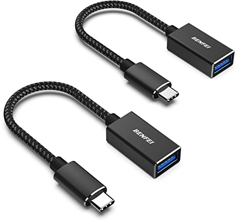 BENFEI USB C auf USB 3.0 Adapter, 2 Stück USB Typ C zu USB Typ A Stecker zu Buchse, Kompatibel mit iPhone 15 Pro/Max MacBook Pro/Air 2023 iPad Pro iMac S23 XPS 17 usw, Schwarz