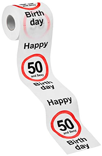 Balinco Toilettenpapier Geschenk, Klopapier Happy Birthday Deko, Lustige Geschenkideen zum Geburtstag, Geburtstagsgeschenk für Frauen/Männer, 250 Blatt (50)