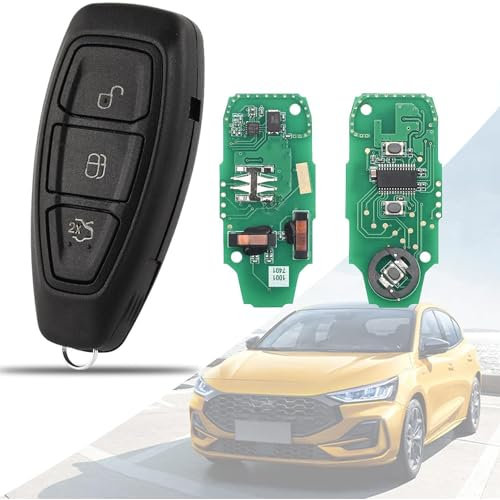 AULESSE 3 Tasti Chiave Telecomando Full Intelligente 433MHz per Fo-rd Fiesta Focus Kuga Grand S-Max C-Max Mondeo Galaxy Monde 2007-2015 Guscio Chiave Telecomando per KR55WK48801 con Chip 4D63