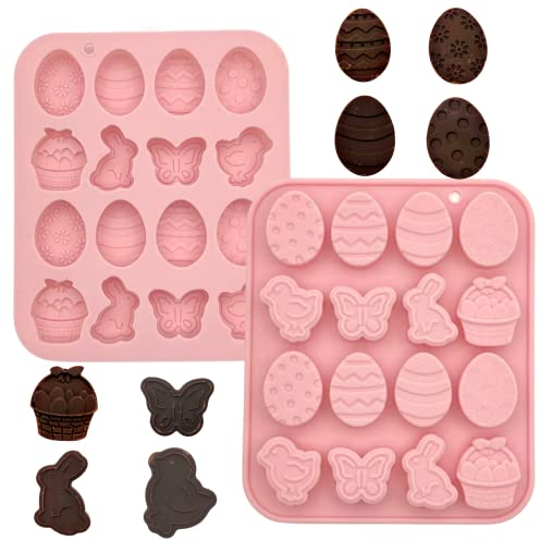 1 stampo per cioccolato pasquale in silicone, 16 cavità a forma di coniglietto per uova di Pasqua, forma antiaderente, per bambini, feste di Pasqua, cioccolato, caramelle, gelatina…