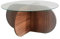 WellHome Runder Couchtisch aus gehärtetem Glas. Rhin Nussbaum 75x35x75 cm