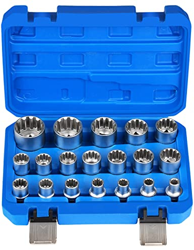 nutmanel Pièces Jeu de Douilles, douze pans, Douille Multi Empreinte 12 pans 1/2 | 8-32mm I Acier CR-V