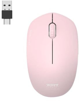 Port Connect Souris sans Fil pc Wireless 2.4 ghz Collection 2 pour Ordinateur - capteur Optique 1600 dpi - 3 Boutons - Compact. ambidextre & silencieuse Blush Rose