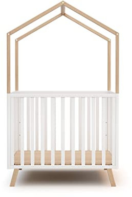 AT4 - Laufstall, erweiterbar, 100 x 100 cm, Weiß und lackiertes Buchenholz