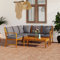 Yolola Lounge Gartenmöbel Set Holz 4-teilig Gartensofa Holz Sitzgruppe Balkonmöbel Holz Gartenlounge Sofa Outdoor Gartensofa Sitzbank Gartensessel mit Auflagen Massivholz Akazie-Dunkelgrau-4-tlg