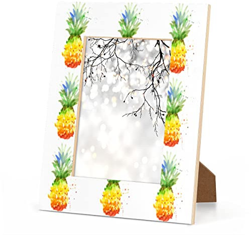 KOBLEN Aquarell-Bilderrahmen, Ananas, 12,7 x 17,8 cm, Holz, Bilderrahmen, Tischplatte oder Wandhalterung für Zuhause, Büro, Hotelzimmer, Schreibtischdekoration