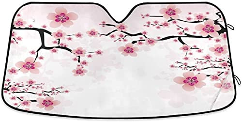 Parasol para coche con diseño de flor de cerezo rosa, 130 x 70 cm