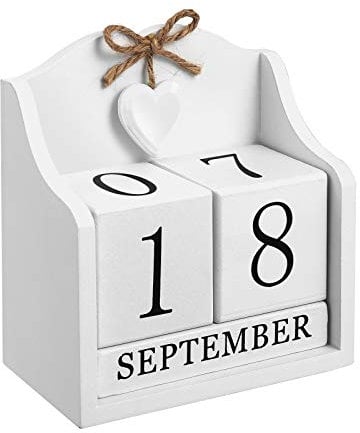 VICASKY Wooden Perpetual Block Calendar 2023-2024 Calendar Block Wooden Vintage Wooden Blocks Perpetual Calendar, Wooden Perpetual Desk Calendar Home and Office Decoration