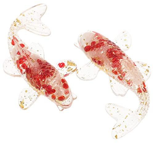 SAFIGLE 2pcs Figurines Poisson Cristal Naturel:Poisson Artificiel Aquarium DéCoration De Bureau, Maison, Voiture - Faux en Silicone avec Ventouses pour Aquarium Fish Tank Décoration Ornements