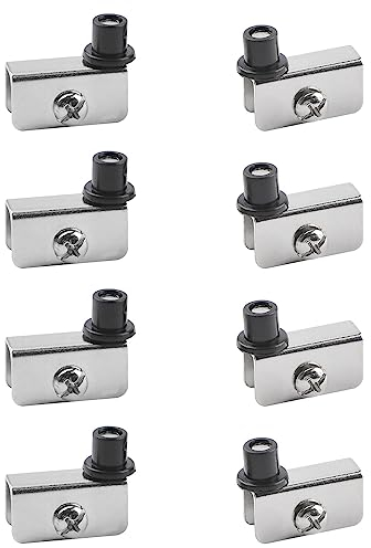 UFURMATE Mini-Glastürscharnier, 8 Stück vernickelte rahmenlose Glastür-Pivot-Scharniere, Klemme, verstellbarer Schrank-Pivot-Scharnierclip-Ersatzsatz, passend für 3-5 mm freischwingende Acryl/Glastür