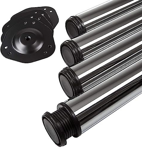 SOTECH 4 Stück Tischbeine Höhe 870 mm Ø 76/80 mm Stahl verchromt belastbar bis 300 kg (75 kg pro Stück), Möbelbeine mit 32 mm Höhenverstellung Tischfüße
