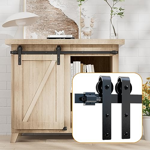 CCJH 91CM/3FT Super Mini Sliding Door Track Barn Door Hardware Kit Small TV Stands Wardrobe Cabinets