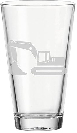 LUXENTU Kinderbecher mit Gravur, Bagger, 300 ml, 1 Stück | Personalisierte Trinkgläser für Kinder mit Baustellen-Motiv, Geschenk zum Geburtstag, Spülmaschinenfest