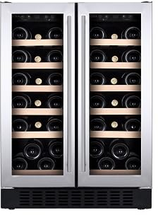 CDA 40 Bottle Freestanding Under Counter Wine Cooler Dual Zone 60cm Wide 82cm Tall - Stainless Steel, (FWC624)
