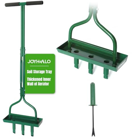 Joyhalo Rasenbelüfter - Manuelle Rasenbelüfter mit 3 Spikes für Gartenpflege, Grün, Zink, Klassisch