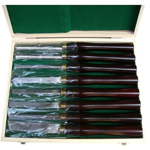 Wood Chisel Tool Set Wood Turning Chisel Set,Wood Lathe Chisel Set with Wooden Boxed, Woodturning Gouge Lathe(8 Piece) Premium