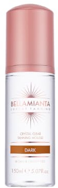 Bellamianta Crystal Clear Instant Tanning Mousse Schnell trocknendes, veganes Fake Tan in Golden Olive Ton – Streifenfrei & 60 Sekunden Express Ready To Wear Selbstbräuner für alle Hauttypen – 150 ml